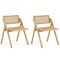 Foldable Dining Chairs Set of 2 with Woven Rattan Backrest-Natural